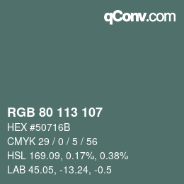 Color code: RGB 80 113 107 | qconv.com