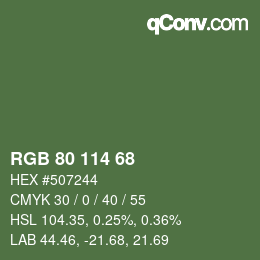 Color code: RGB 80 114 68 | qconv.com