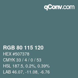 颜色代码: RGB 80 115 120 | qconv.com
