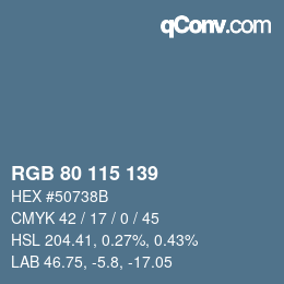 Color code: RGB 80 115 139 | qconv.com