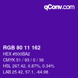 Color code: RGB 80 11 162 | qconv.com