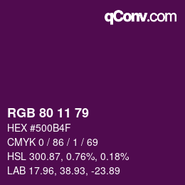 Color code: RGB 80 11 79 | qconv.com