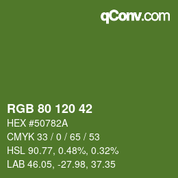 カラーコード: RGB 80 120 42 | qconv.com