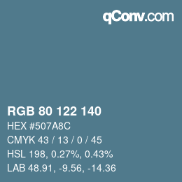 Color code: RGB 80 122 140 | qconv.com