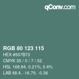 Color code: RGB 80 123 115 | qconv.com
