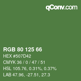 颜色代码: RGB 80 125 66 | qconv.com