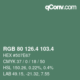 カラーコード: RGB 80 126.4 103.4 | qconv.com