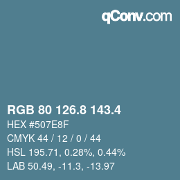 カラーコード: RGB 80 126.8 143.4 | qconv.com
