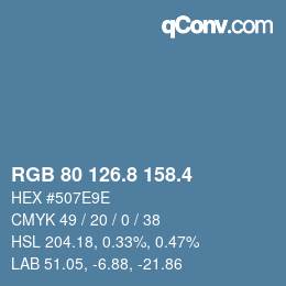 カラーコード: RGB 80 126.8 158.4 | qconv.com