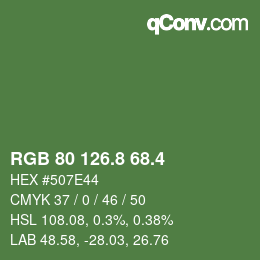 カラーコード: RGB 80 126.8 68.4 | qconv.com