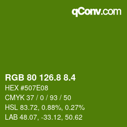 カラーコード: RGB 80 126.8 8.4 | qconv.com