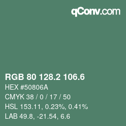 カラーコード: RGB 80 128.2 106.6 | qconv.com