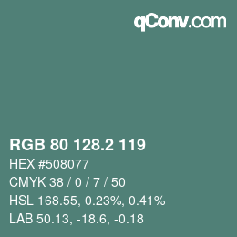 カラーコード: RGB 80 128.2 119 | qconv.com