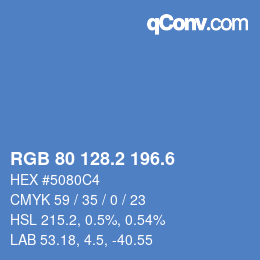 カラーコード: RGB 80 128.2 196.6 | qconv.com