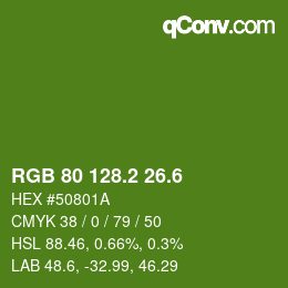 カラーコード: RGB 80 128.2 26.6 | qconv.com