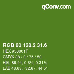 カラーコード: RGB 80 128.2 31.6 | qconv.com