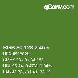 カラーコード: RGB 80 128.2 46.6 | qconv.com