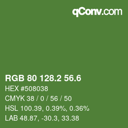 カラーコード: RGB 80 128.2 56.6 | qconv.com