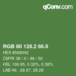 カラーコード: RGB 80 128.2 66.6 | qconv.com