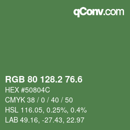 カラーコード: RGB 80 128.2 76.6 | qconv.com