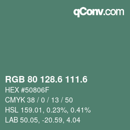 カラーコード: RGB 80 128.6 111.6 | qconv.com