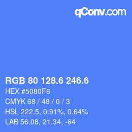 カラーコード: RGB 80 128.6 246.6 | qconv.com