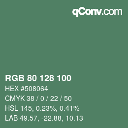 Color code: RGB 80 128 100 | qconv.com