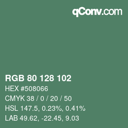 Color code: RGB 80 128 102 | qconv.com