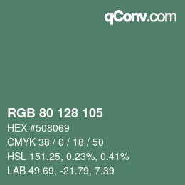 カラーコード: RGB 80 128 105 | qconv.com