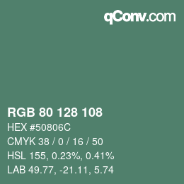 カラーコード: RGB 80 128 108 | qconv.com