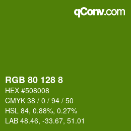 カラーコード: RGB 80 128 8 | qconv.com