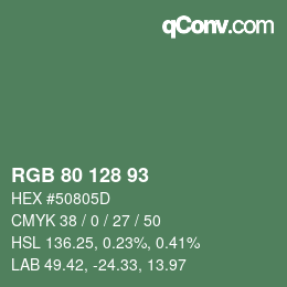 カラーコード: RGB 80 128 93 | qconv.com