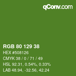 Color code: RGB 80 129 38 | qconv.com