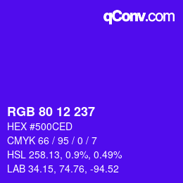 Color code: RGB 80 12 237 | qconv.com