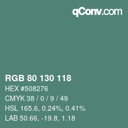Farbcode: RGB 80 130 118 | qconv.com