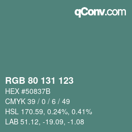 颜色代码: RGB 80 131 123 | qconv.com