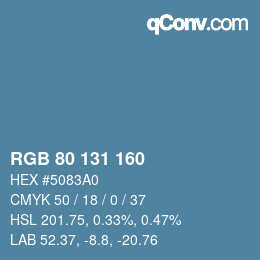 Color code: RGB 80 131 160 | qconv.com