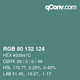 Code couleur: RGB 80 132 124 | qconv.com