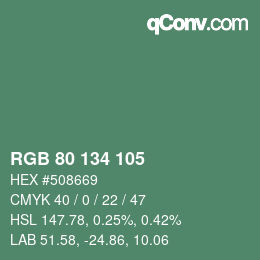 Color code: RGB 80 134 105 | qconv.com