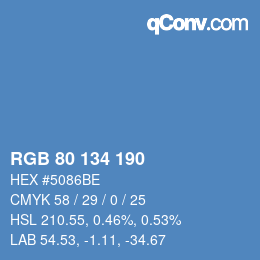 Color code: RGB 80 134 190 | qconv.com
