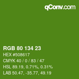 Color code: RGB 80 134 23 | qconv.com