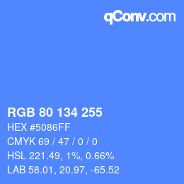 Color code: RGB 80 134 255 | qconv.com