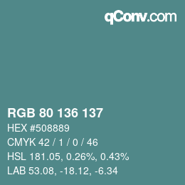 Color code: RGB 80 136 137 | qconv.com