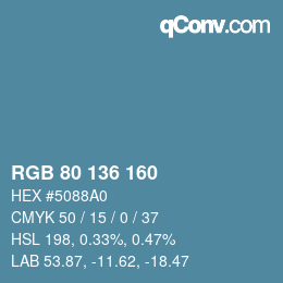 Color code: RGB 80 136 160 | qconv.com