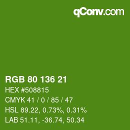 Color code: RGB 80 136 21 | qconv.com