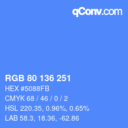 Color code: RGB 80 136 251 | qconv.com