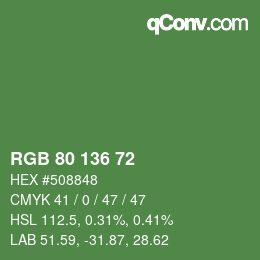 Color code: RGB 80 136 72 | qconv.com