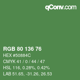 Color code: RGB 80 136 76 | qconv.com