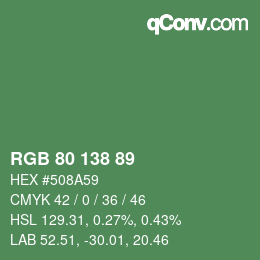 カラーコード: RGB 80 138 89 | qconv.com