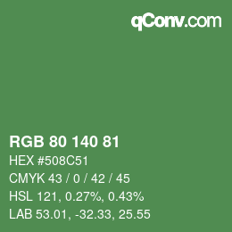 Farbcode: RGB 80 140 81 | qconv.com